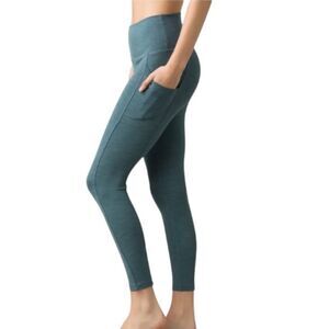 PrAna Becksa 7/8 High Rise Ribbed Athletic Leggings Slate green Heather